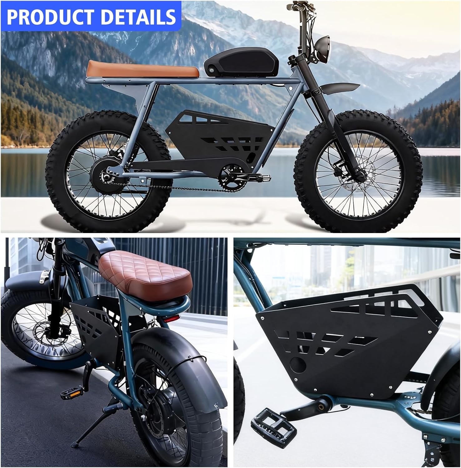 Basket for Super 73 S2, Aluminum Center Luggage Holder Storage Carrier Center Travel Basket, Accessoires for Super 73