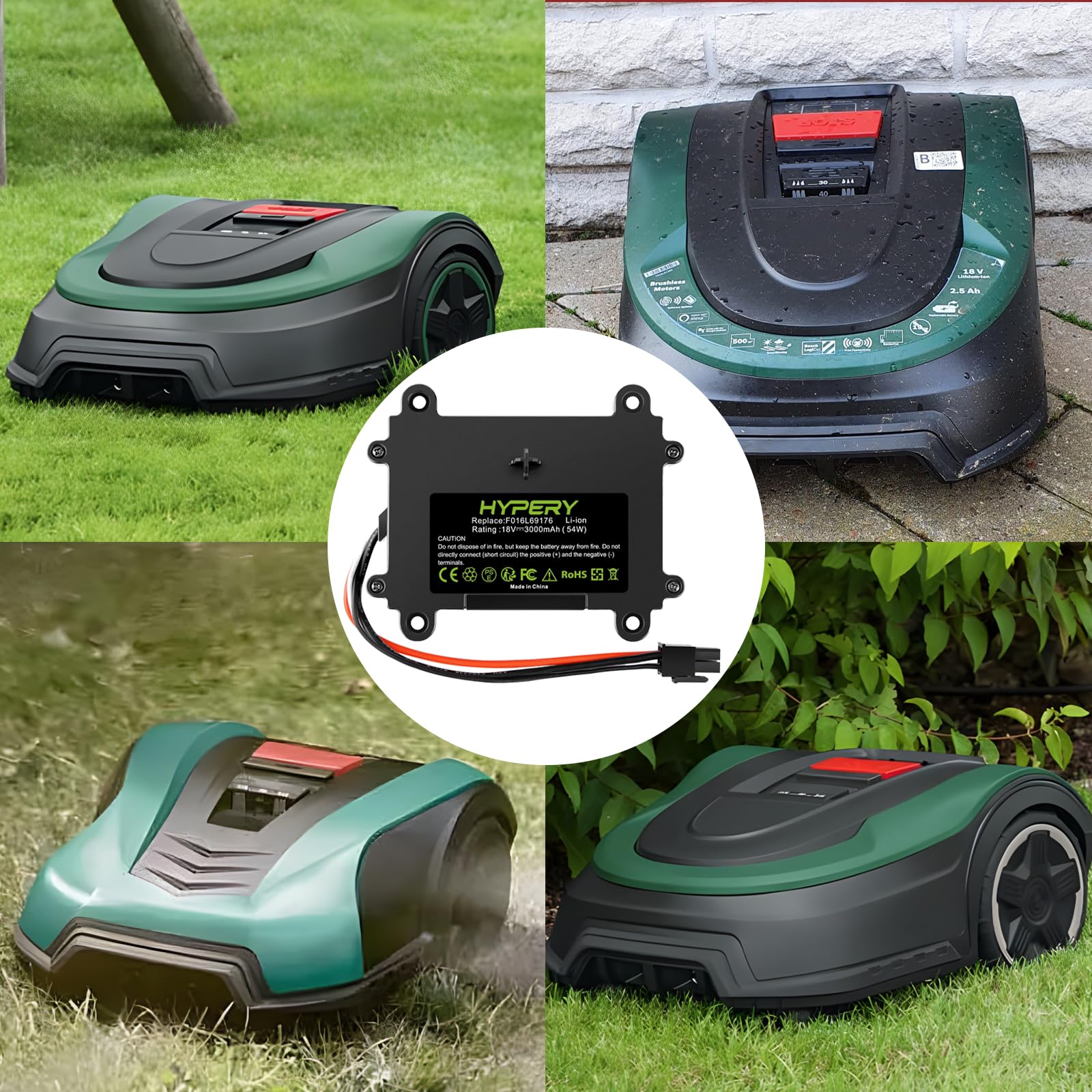 18 V, 3000 mAh, zamiennik akumulatora litowo-jonowego, kompatybilny z Bosch Indego 350, 400, M700, M+700, S+350, S+400, kosiarka do trawy F016104 898, F016104898, F016L69176