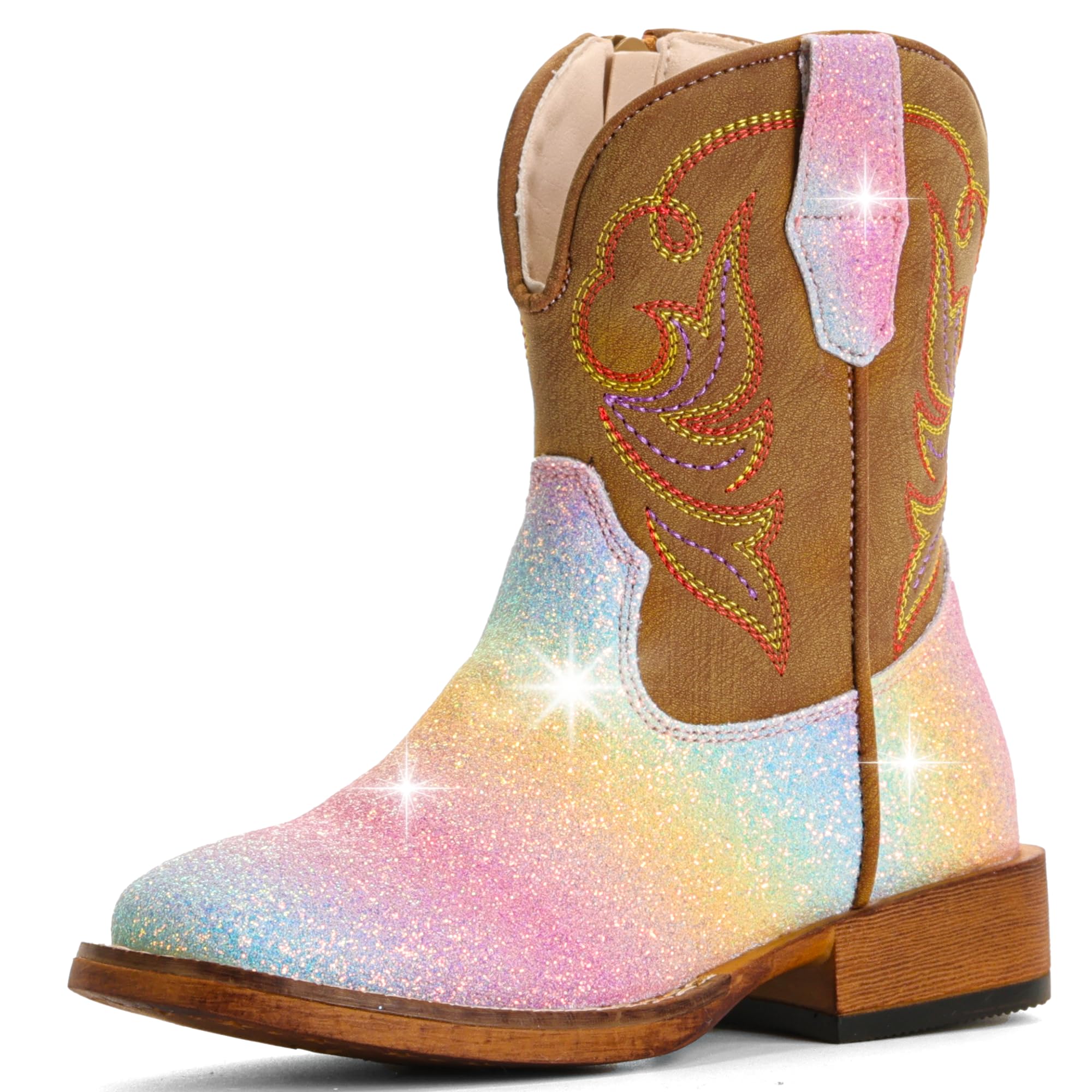 Girls Cowgirl Boots Toddler Boys Cowboy Boots for Kids Western Square Toe Riding Mid Calf Boot — view 18