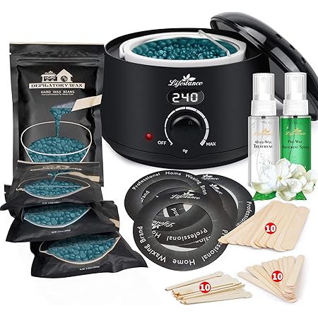 Lifestance Waxing Kit- L2 Digital Wax Warmer Hair Removal Kit- 4 Packs of Wax Beads(14.1 oz total)- Wax Machine with 42 Items- Wax Pots Professional for All Hair Types- Eyebrow- Facial- Bikini