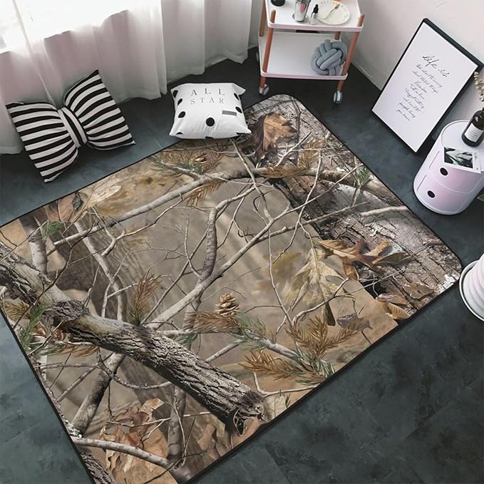 Amazon.com: Washable Area Rugs Cover,Camo Tree Brown Camouflage Soft ...