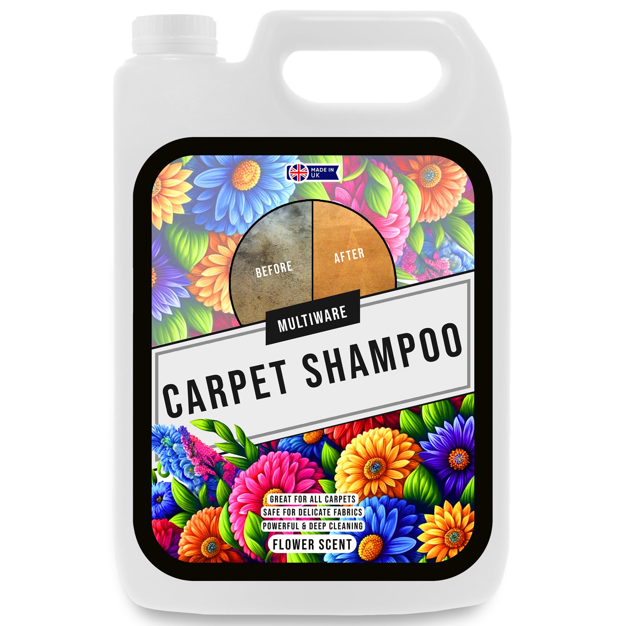 Carpet Cleaner Shampoo Flower Scent 5L | Carpet Shampoo for Machines | Carpet Cleaner Solution | Safe for ALL Machines | Pet Friendly Formula | Removes Pet Odours and All Stains | 1 Bottle