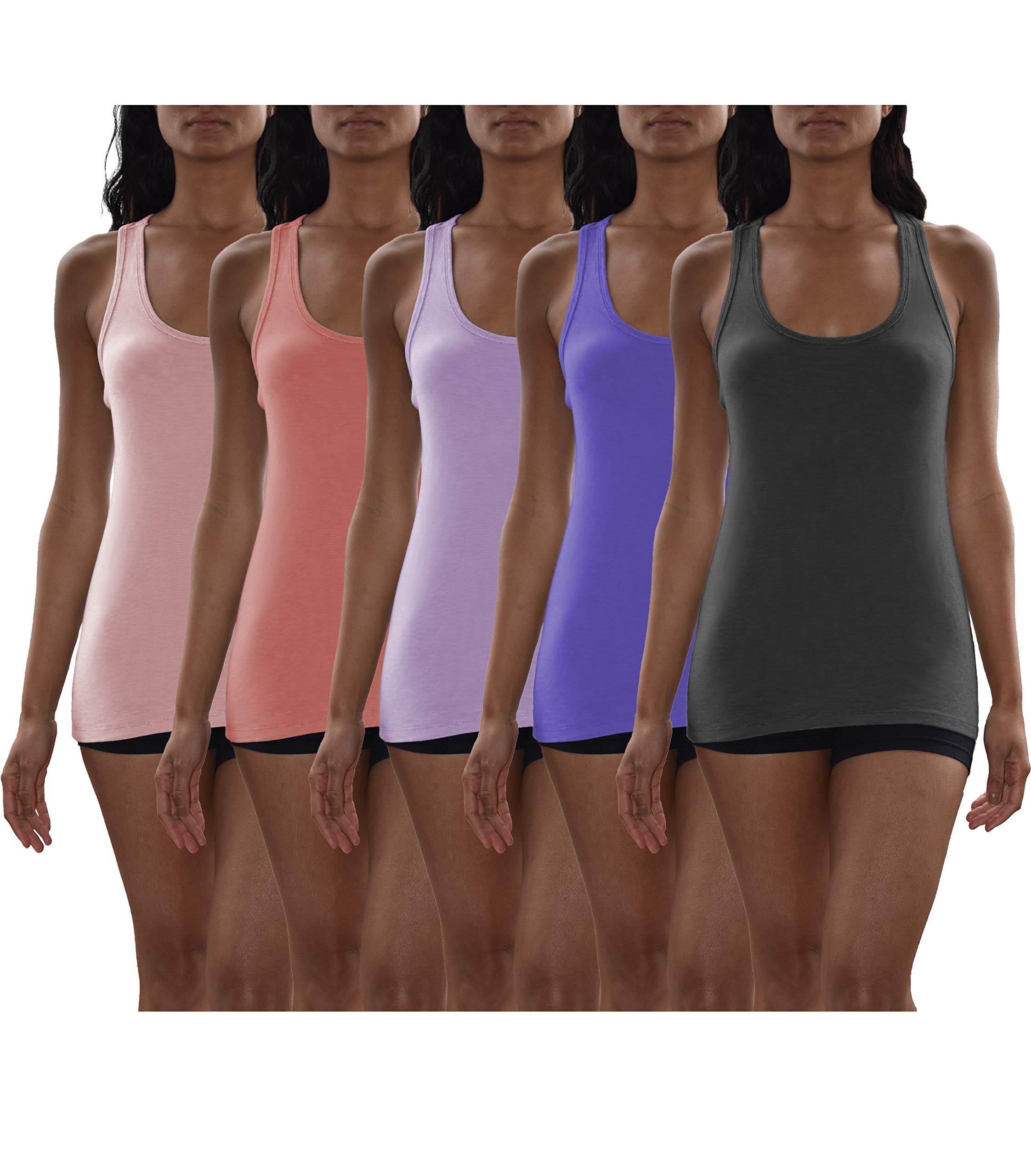Sexy Basics Womens Cotton Stretch Tank Tops Multi Packs Colors Sport Tanks