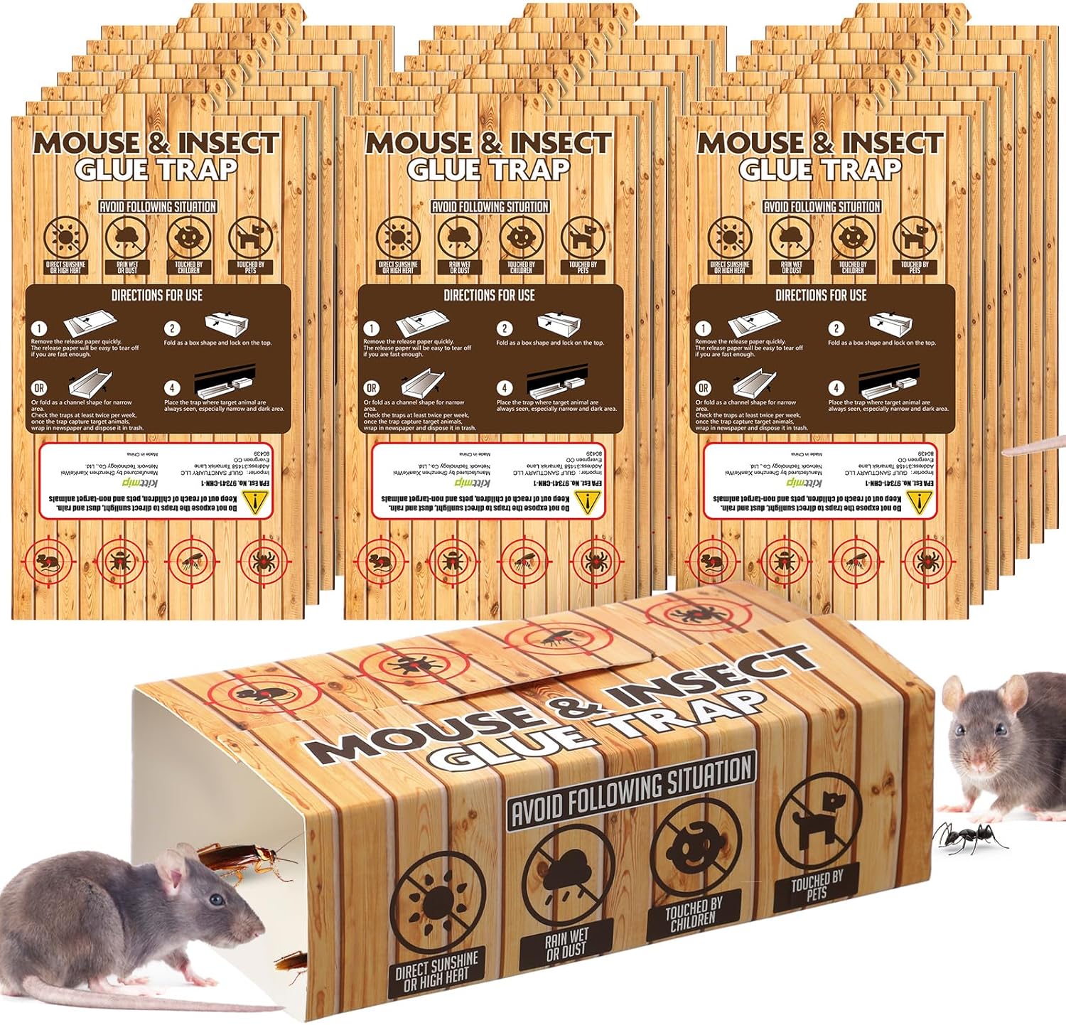 Kittmip 50 Pcs Mouse Rat Glue Traps Foldable Sticky Mouse Traps for Mice Rodents