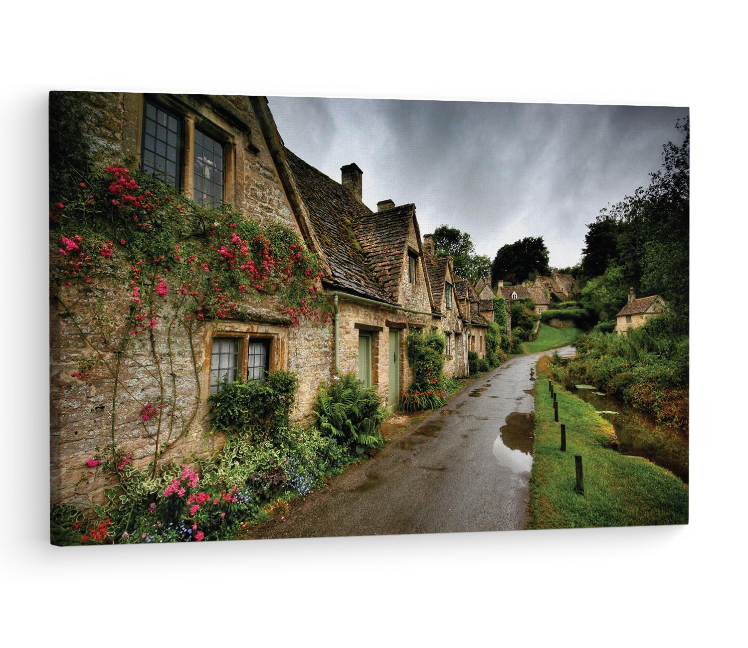 TRUECANVAS Bibury, Wooden Framed Canvas Paintings for Living Room | Bedroom | Office | Gallery | Ready Wall Mount Canvas Wall Art Painting | Size - 12 x 18in, CT0297