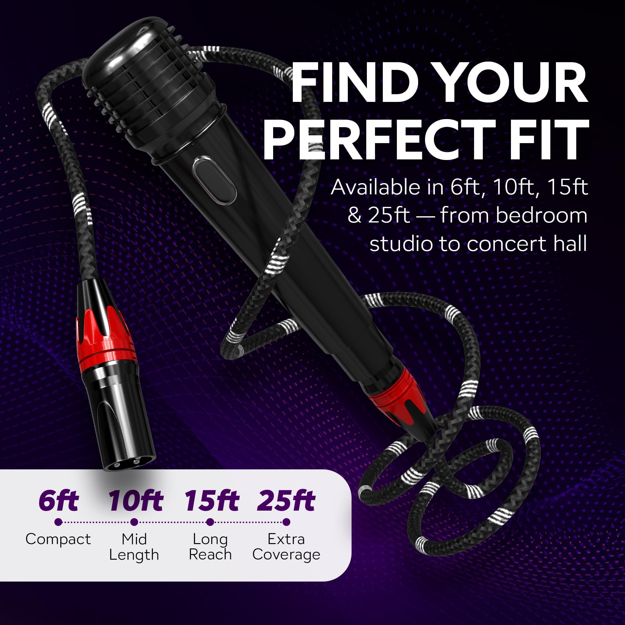 Cavi XLR - Cavi microfonici professionali con punte multicolori - Audio Hi-Fi - Set di cavi per microfono XLR da maschio a femmina a 3 pin - Cablaggio in rame privo di ossigeno (confezione da 2
