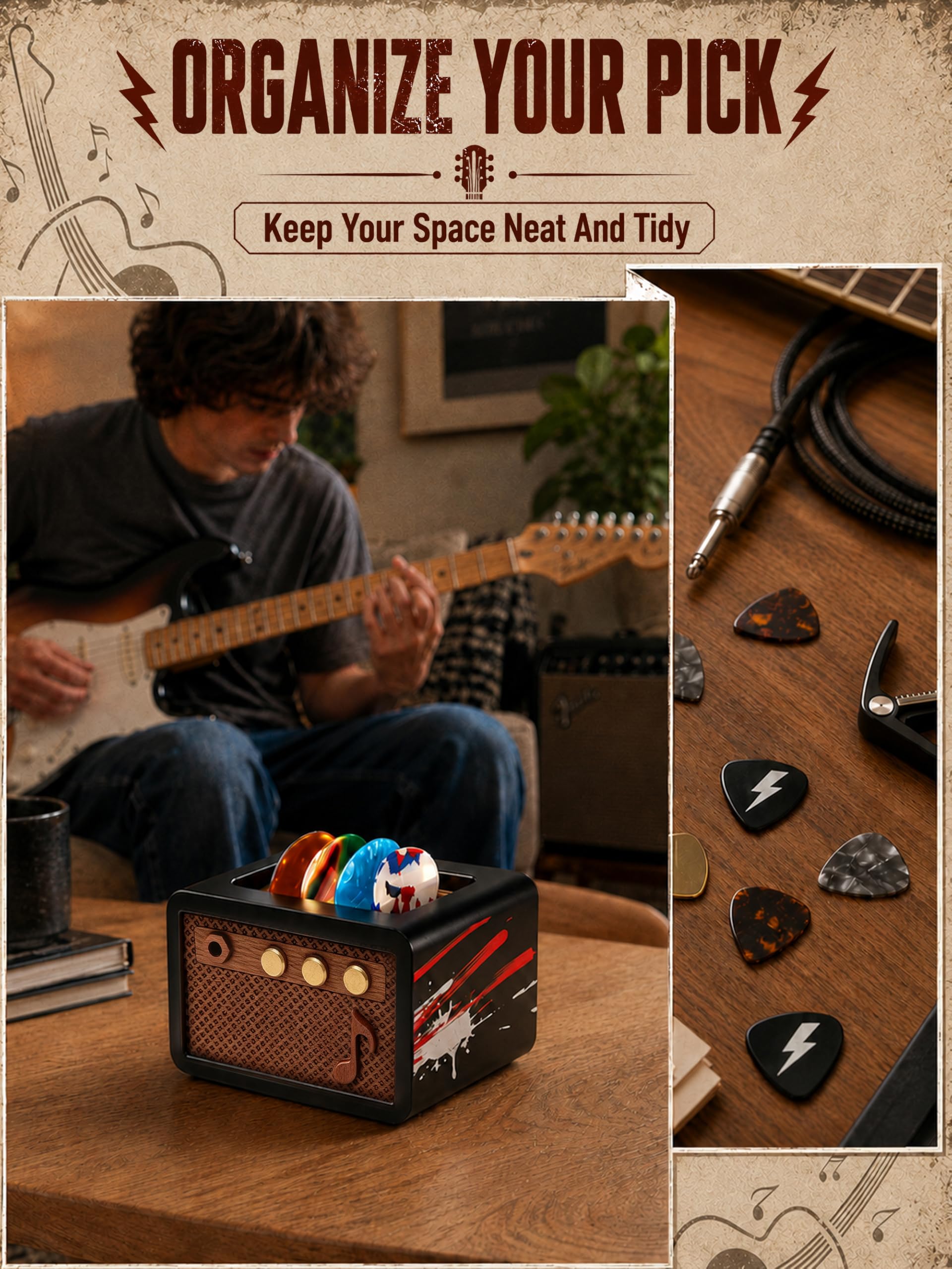 CoolGift Mart Soporte para púas de guitarra de graffiti, regalos de