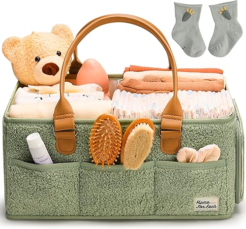 Organizador de pañales para bebé con asa, bolsa de pañales, organizadores de bebé y organizador de pañales de almacenamiento para decoración de