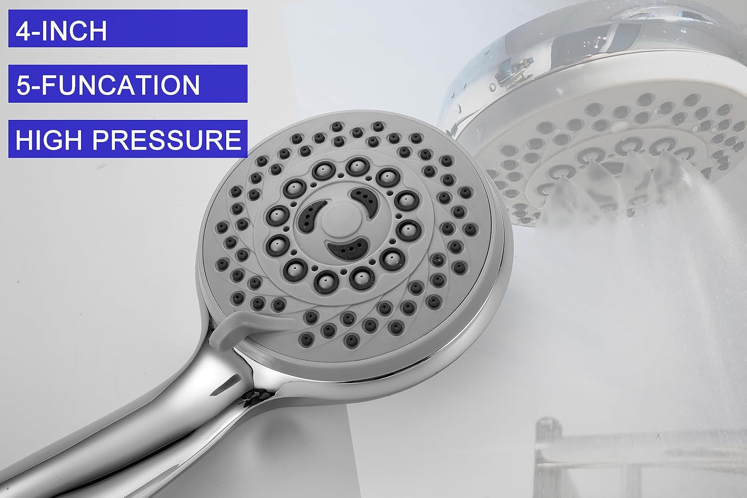 High Pressure RV Handheld Shower Head - Water Saving Showerhead - Bracket - Shower Hose
