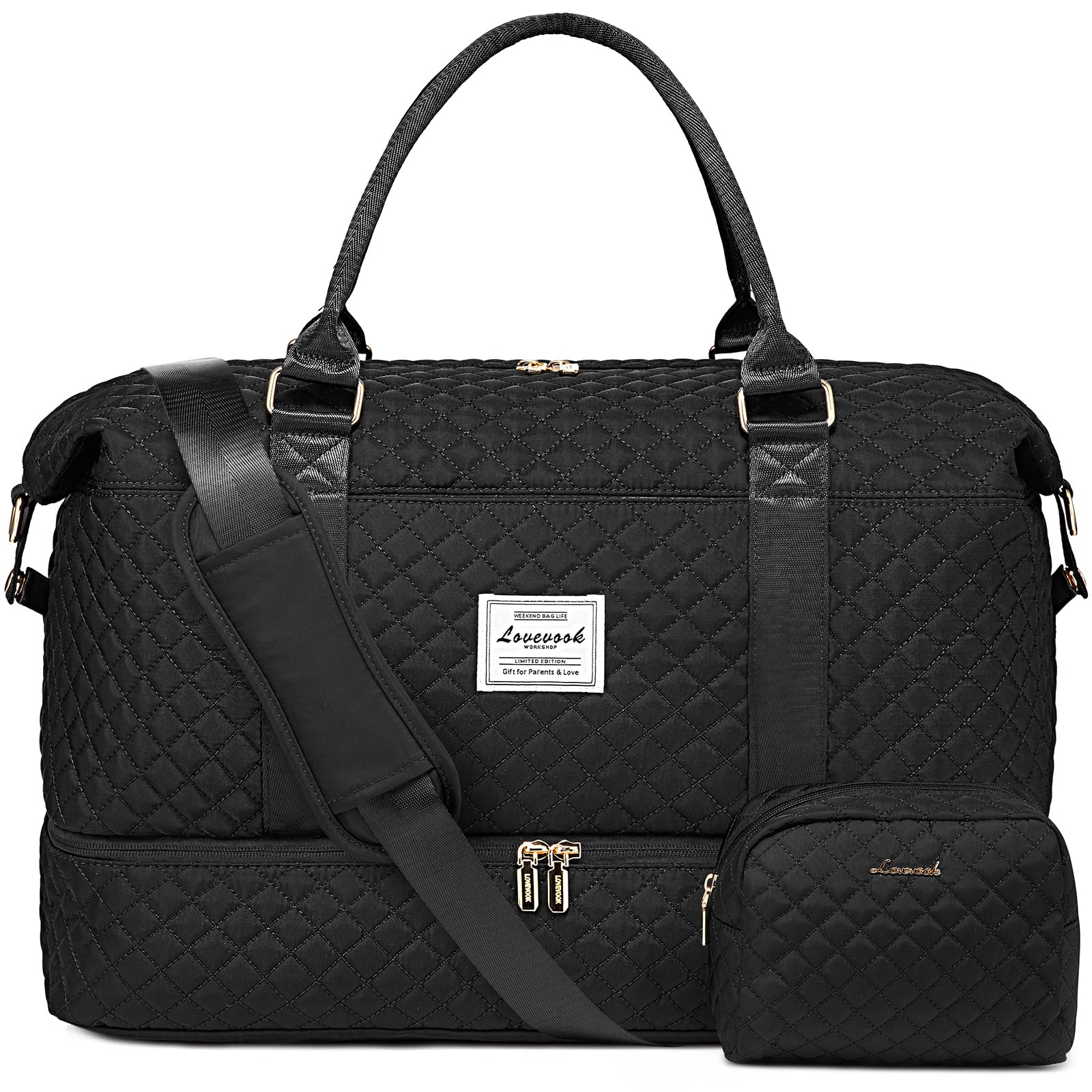 LOVEVOOK Bolsa de Viaje Mujer Bolsa Deporte Mujer Grande Maletas de Cabina Avion Travel Duffle Bag Bolso Maternidad Hospital Equipaje de Mano con Neceser Organizador para Viaje Gym Playa Sauna