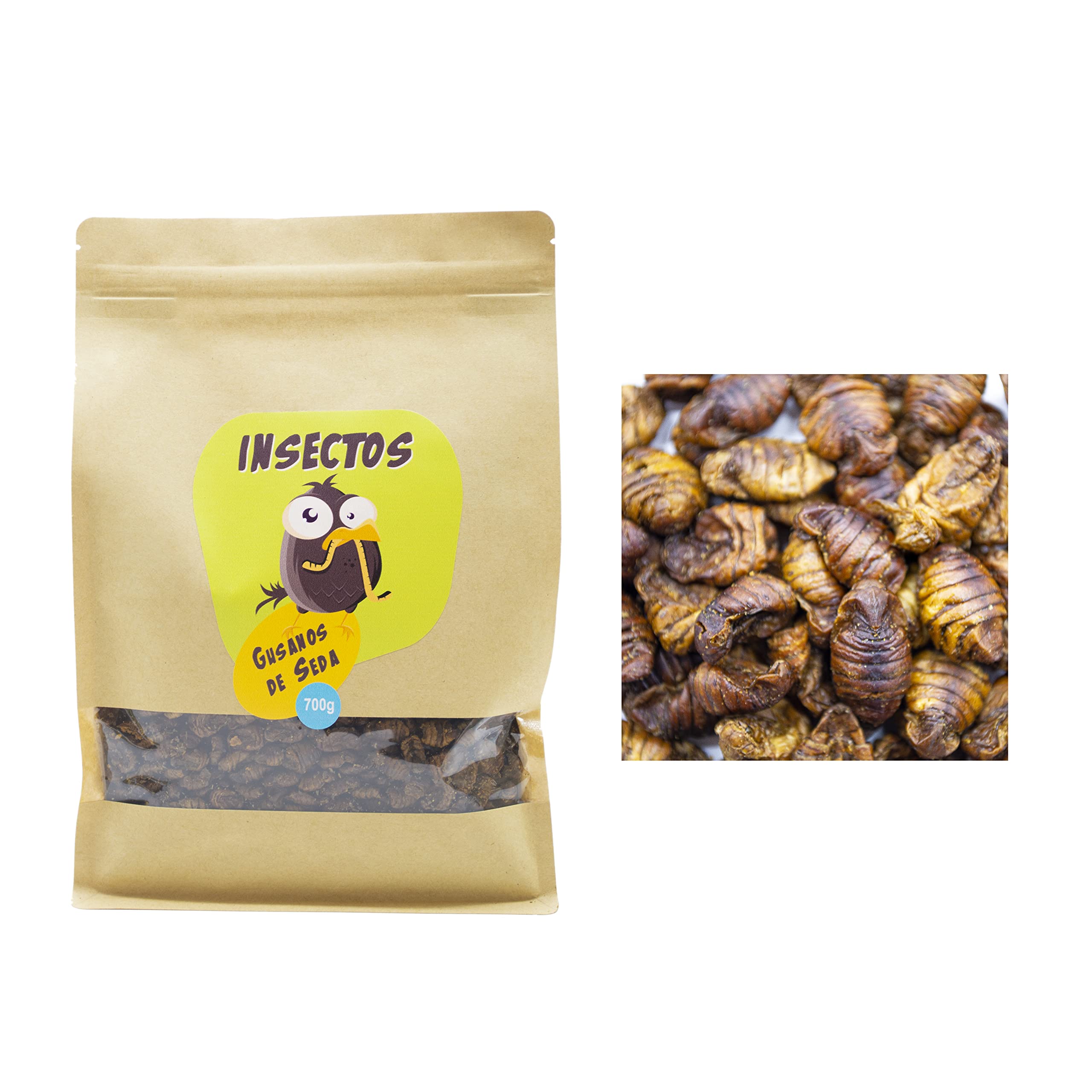 Gusanos de Seda Deshidratdos 700g– Alimento Complementario para Aves, Peces de Estanque y Reptiles – Proteínas Naturales para Tus Mascotas