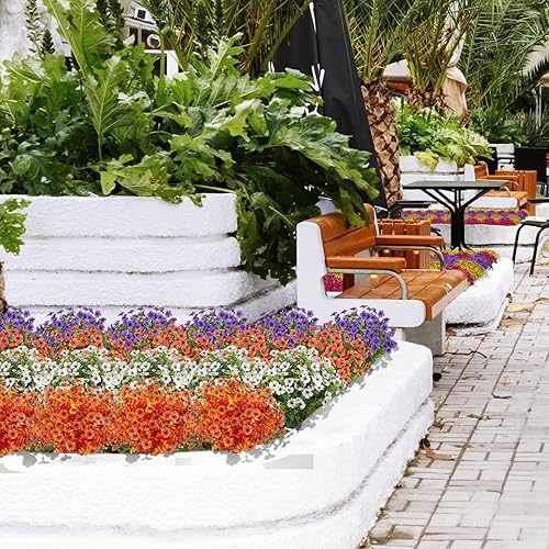 Miniatura 4 de LANKAMO 15 racimos de flores artificiales de seda, flores artificiales para exteriores, resistentes a los rayos UV, flores sintéticas, plantas de