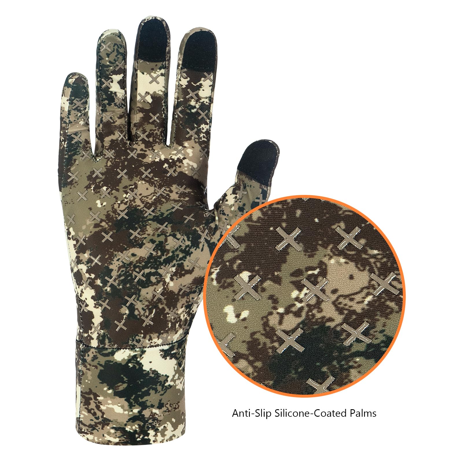 BASSDASH HG01M Gants de chasse à motif camouflage pour homme – Gants légers pour écran tactile – Pour la pêche, la randonnée, les activités de plein air (camouflage grunge, taille M)