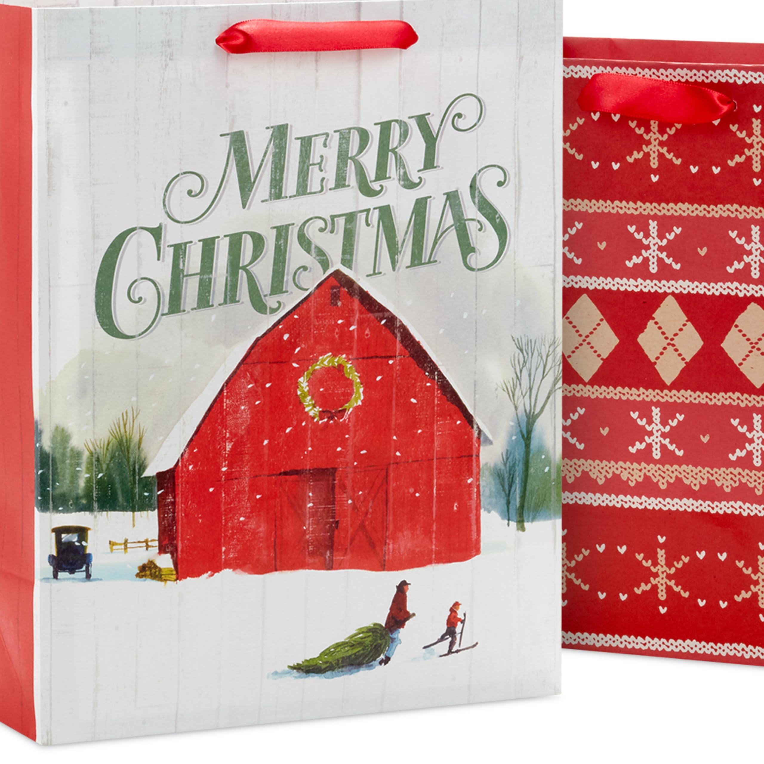 Hallmark 22,9 cm mittelgroße und 33 cm große Weihnachts-Geschenktüten