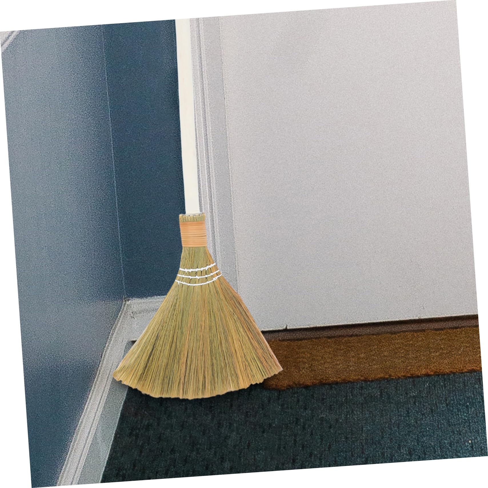 2 Stück Handgefertigter Haushaltsbesen mit Weichen Borsten Abnehmbarer Stiel Handgewebter Asiatischer Grasbesen für Wohnzimmer und Harte Böden Praktischer Langlebiger Indoor Besen