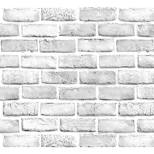 Yancorp 32.8ft White Gray Brick Contact Paper Peel and Stick Wallpaper Removable Wallapaper Grey Vinyl Wrap Self-Adhesive Wallpaper Backsplash Kitchen
