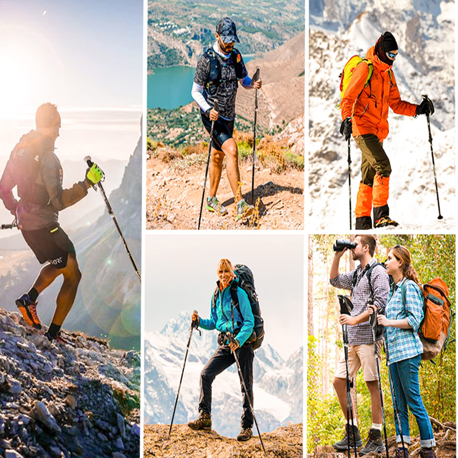 Punte universali per bastoni da trekking con punte in carburo per bastoni da trekking, confezione da 4 protezioni in gomma di ricambio per la maggior parte dei bastoncini da trekking standard