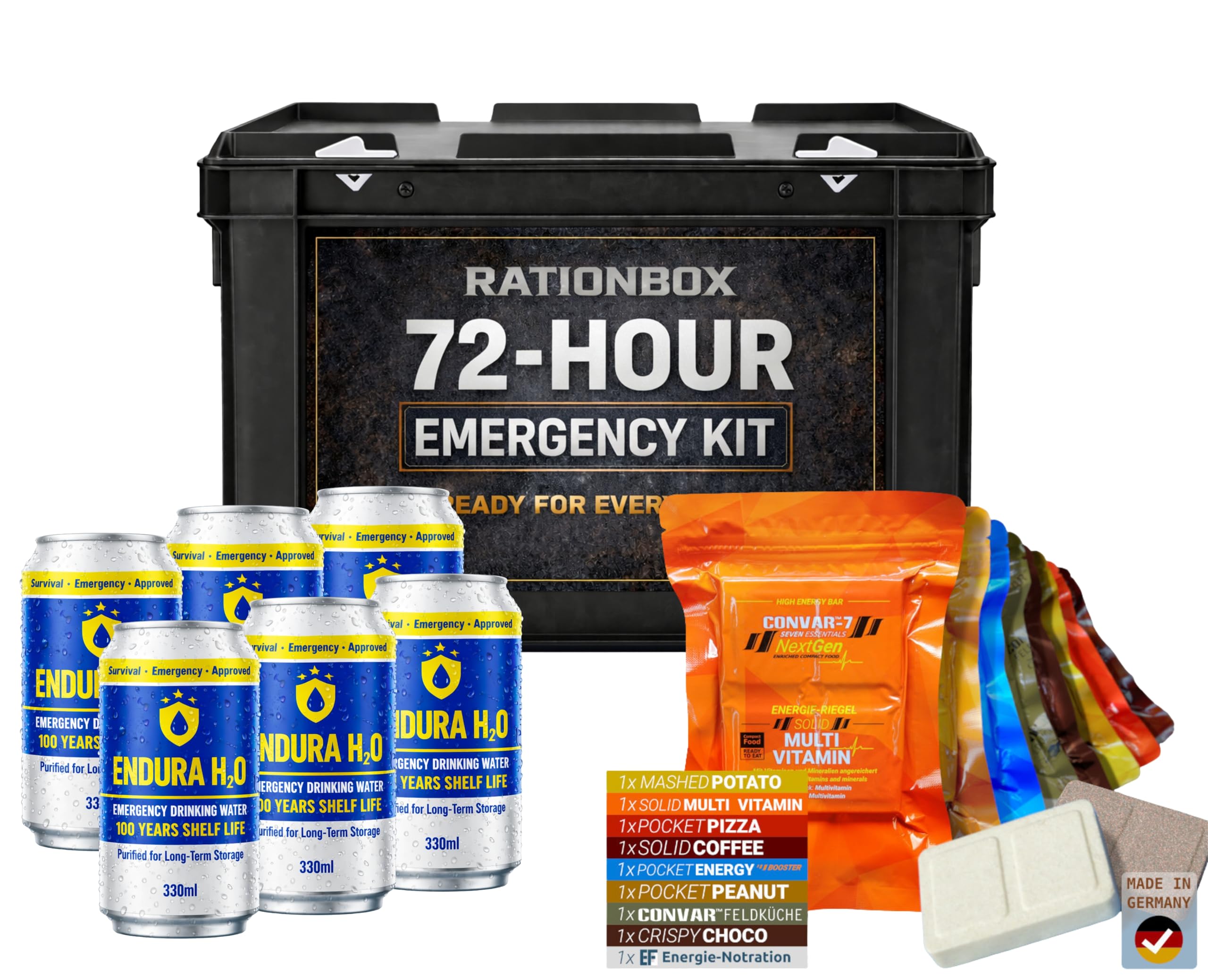 Kit di emergenza alimentare 72H - Razioni compatte & acqua