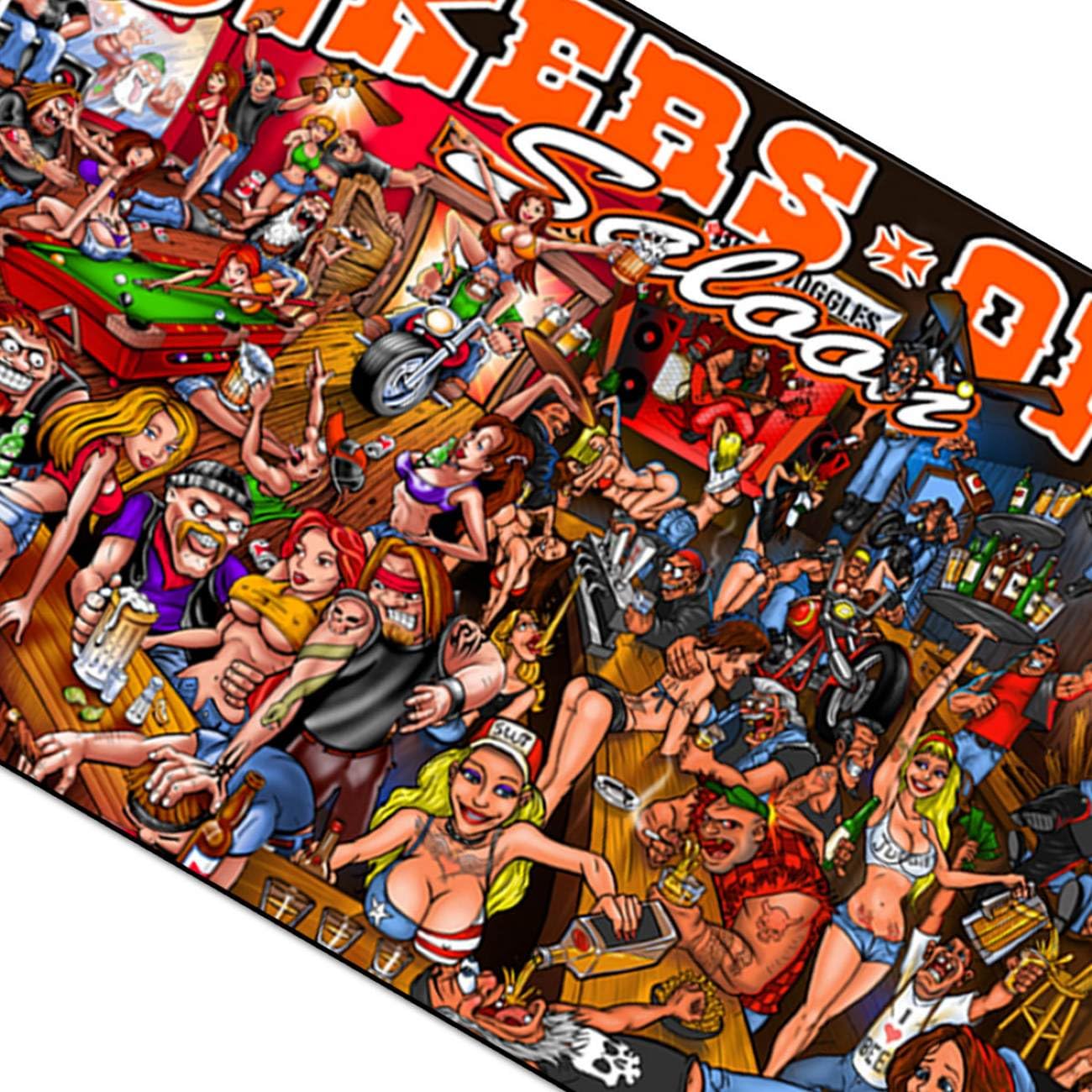 Hot Leathers (FGA1027 Multi; 3 'X5 Multicolor Bar Scene Biker Flag