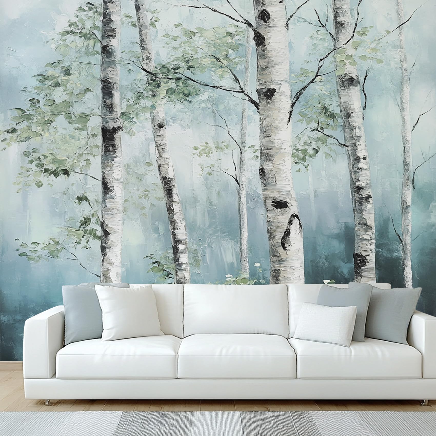 NOGAWA Papier Peint Motif Bouleau, 3D Panoramique Papier Peint xxl Forêt, Papier Mural Decoratif Pour Salon, Chambre, Tapisserie Murales, Décoration Murale 350x256cm