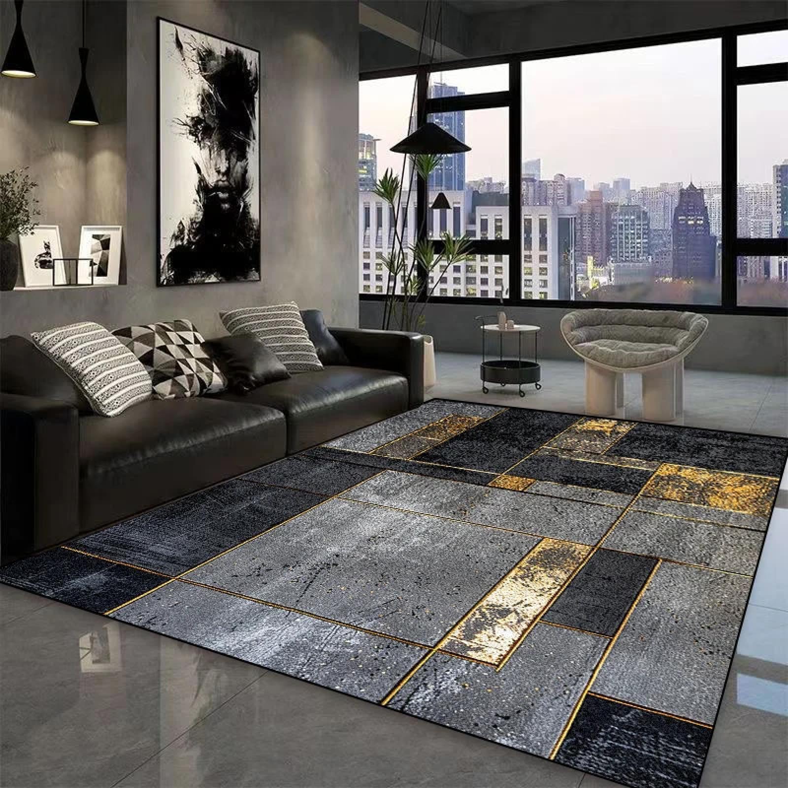 Tapis lavable en flanelle pour salon et chambre moderne 60x90