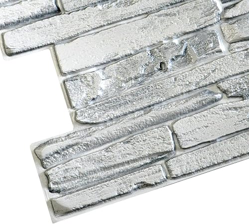 Miniatura 4 de Dundee Deco Panel de pared 3D de PVC de imitación blanco, 3.3 x 1.7 pies (38.6 in x 19.7 in), decoración de paneles de pared de diseño interior,