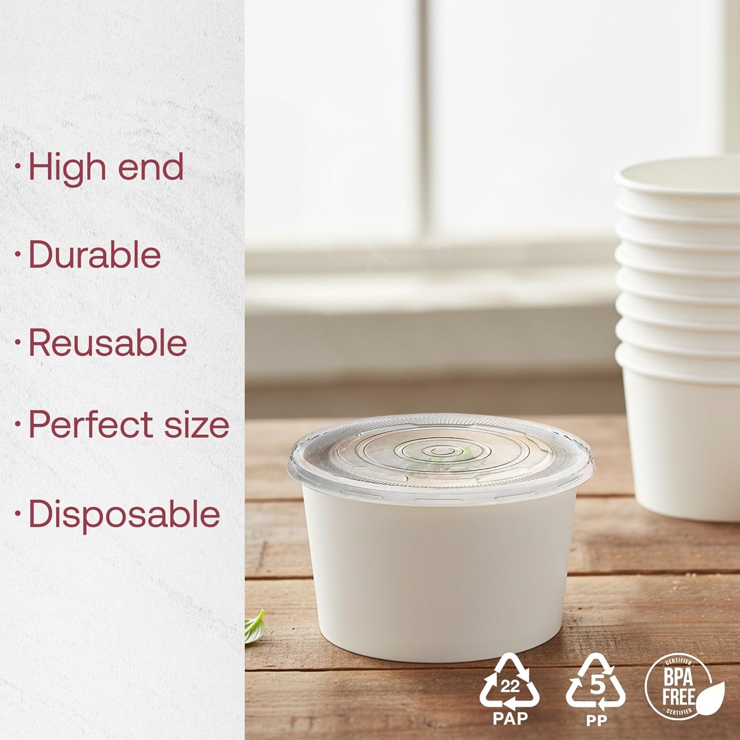 Smarty Had A Party 12 oz Paper Soup Cups with Lids – Disposable Soup Containers for Takeout, Leak-Resistant Food Cups for Hot & Cold Foods, Ice Cream, 500 Pack