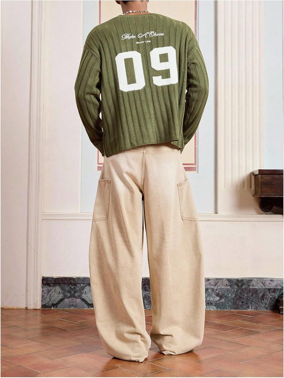 Men's Number Letter Graphic Sweater Long Sleeve Crewneck Casual Knitted Pullover Sweaters - Image 4