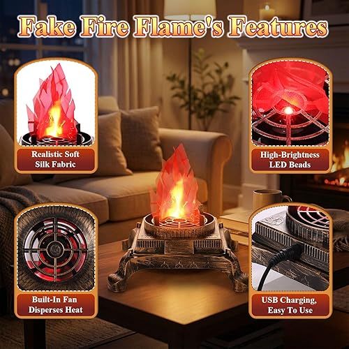 Miniatura 2 de LiveGo Luz LED 3D con efecto de llamas de fuego falsas, luz de llama artificial LED de 110 V, lámpara de llama parpadeante realista, lámpara