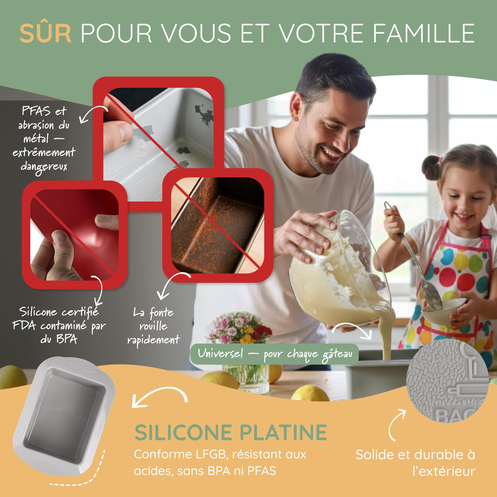 Backefix Moule à pain en silicone de 15 cm - Grand moule à pain original - Peut également être utilisé comme moule à gâteau Adapté à un usage alimentaire et respectueux de l'environnement