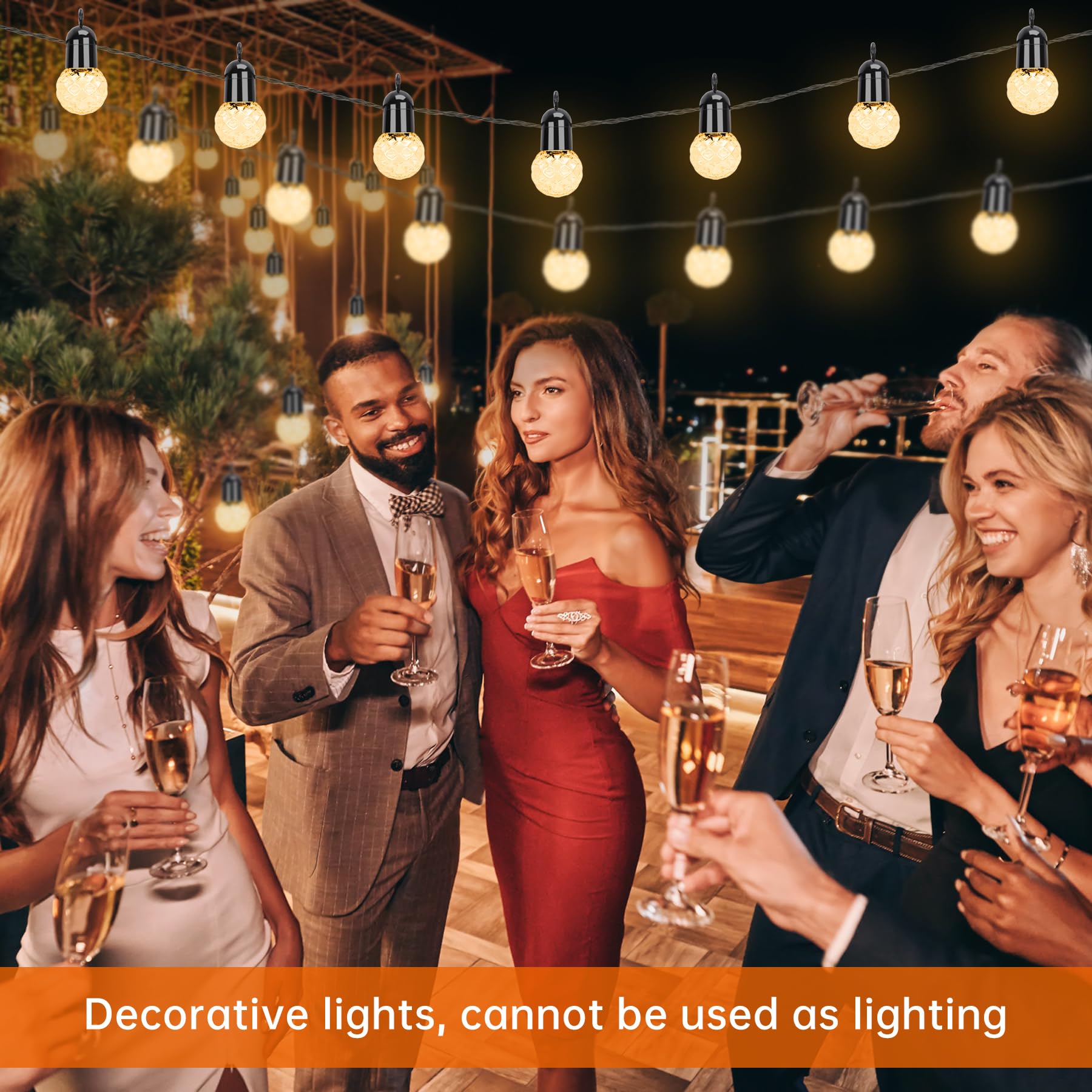 sylvwin G40 łańcuch świetlny na zewnątrz, 15 m, 25 diod LED, 8 trybów pracy, solarny łańcuch świetlny LED, do ogrodu, na drzewa, podwórko, patio, na imprezę, do pokoju, na wesele