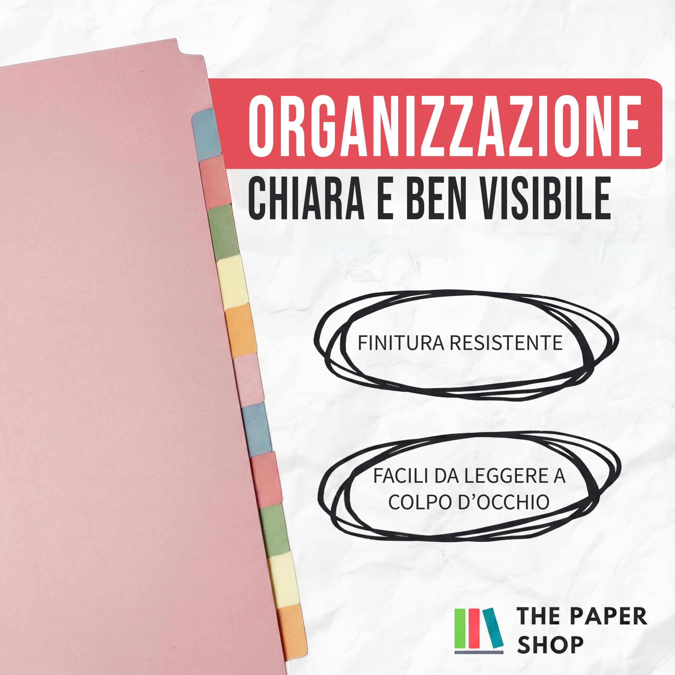 Divisori per raccoglitori con linguette A4 12 parti a 3 anelli