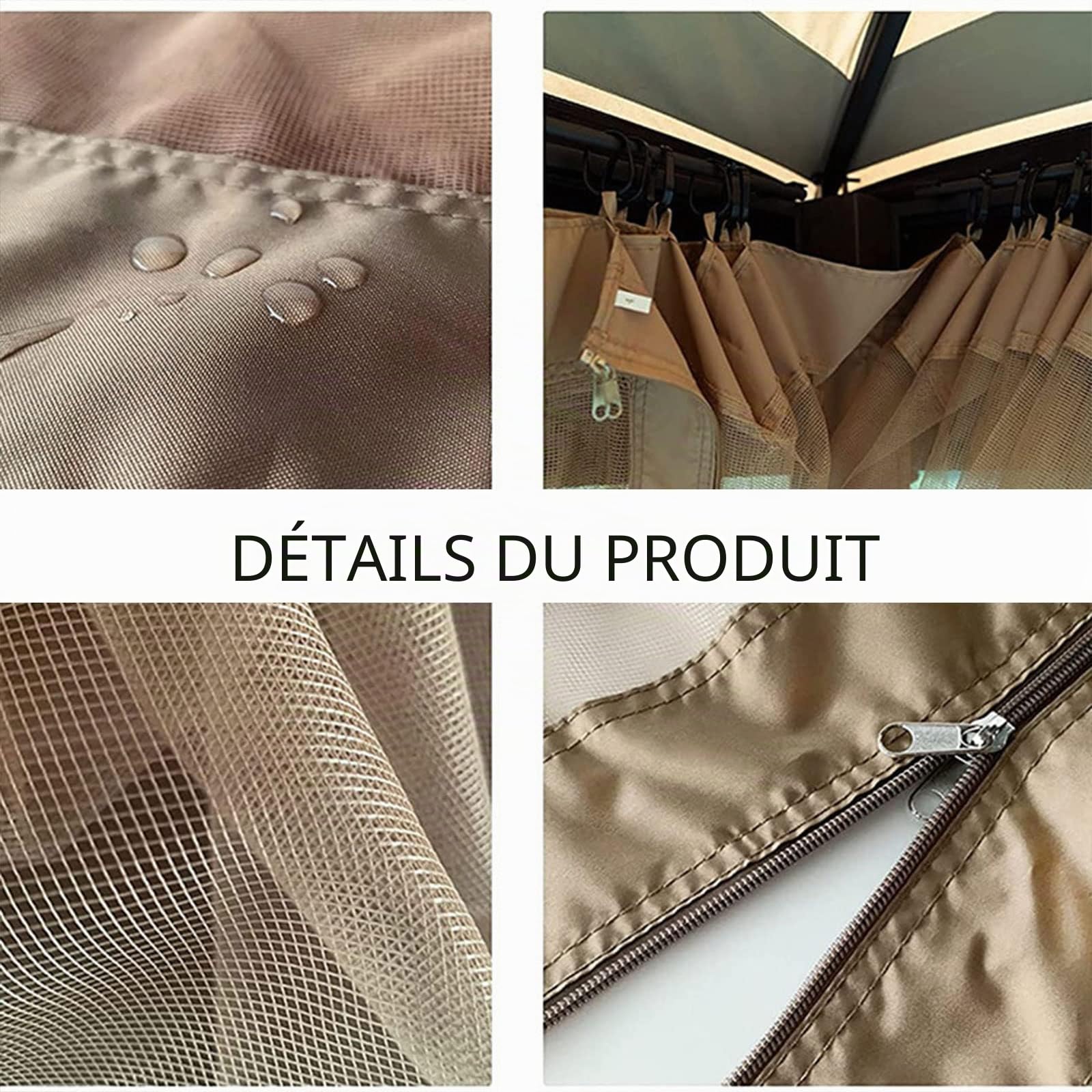 BestAlice Moustiquaire avec Fermeture Éclair pour Auvent de Camping Tente avec Moustiquaire pour Patio Gazebo Auvent et Tente pour Camping en Plein Air et Jardin(A-300x360x220cm)