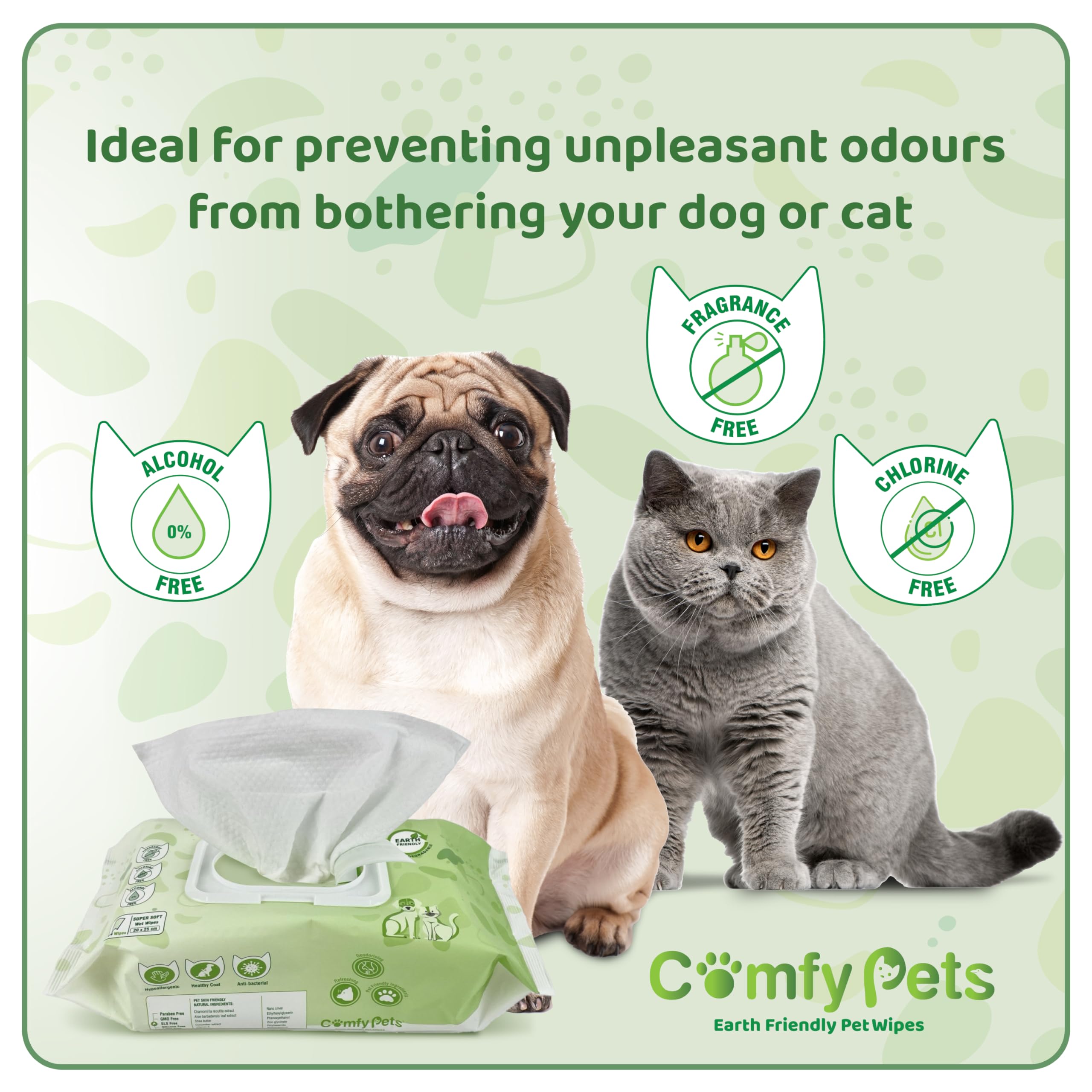 Comfy Pets Wet Wipes, White, Pack of 1 (104 Wipes) - Image 3