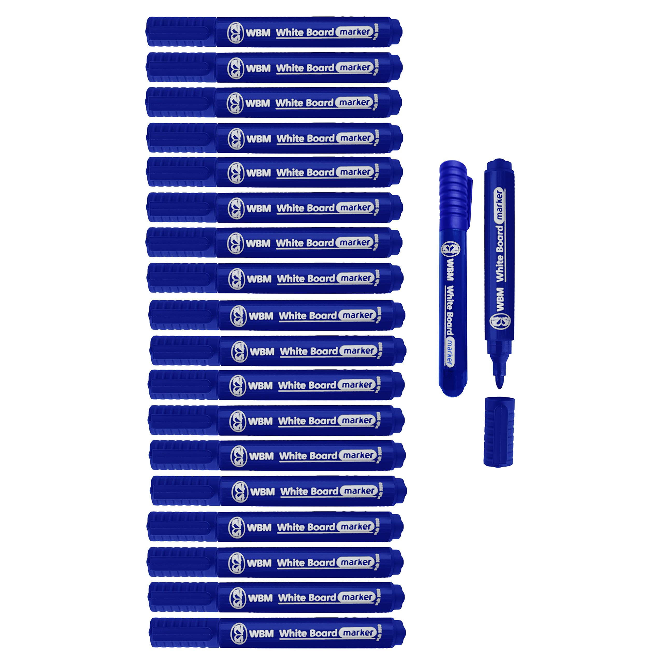 M1SS (Pack of 50 Blue Whiteboard Markers Dry Erase Dry Wipe Pens Bullet Tip Non Toxic Low Odour ideal for Marking, Writing, Sketching, School Office Home