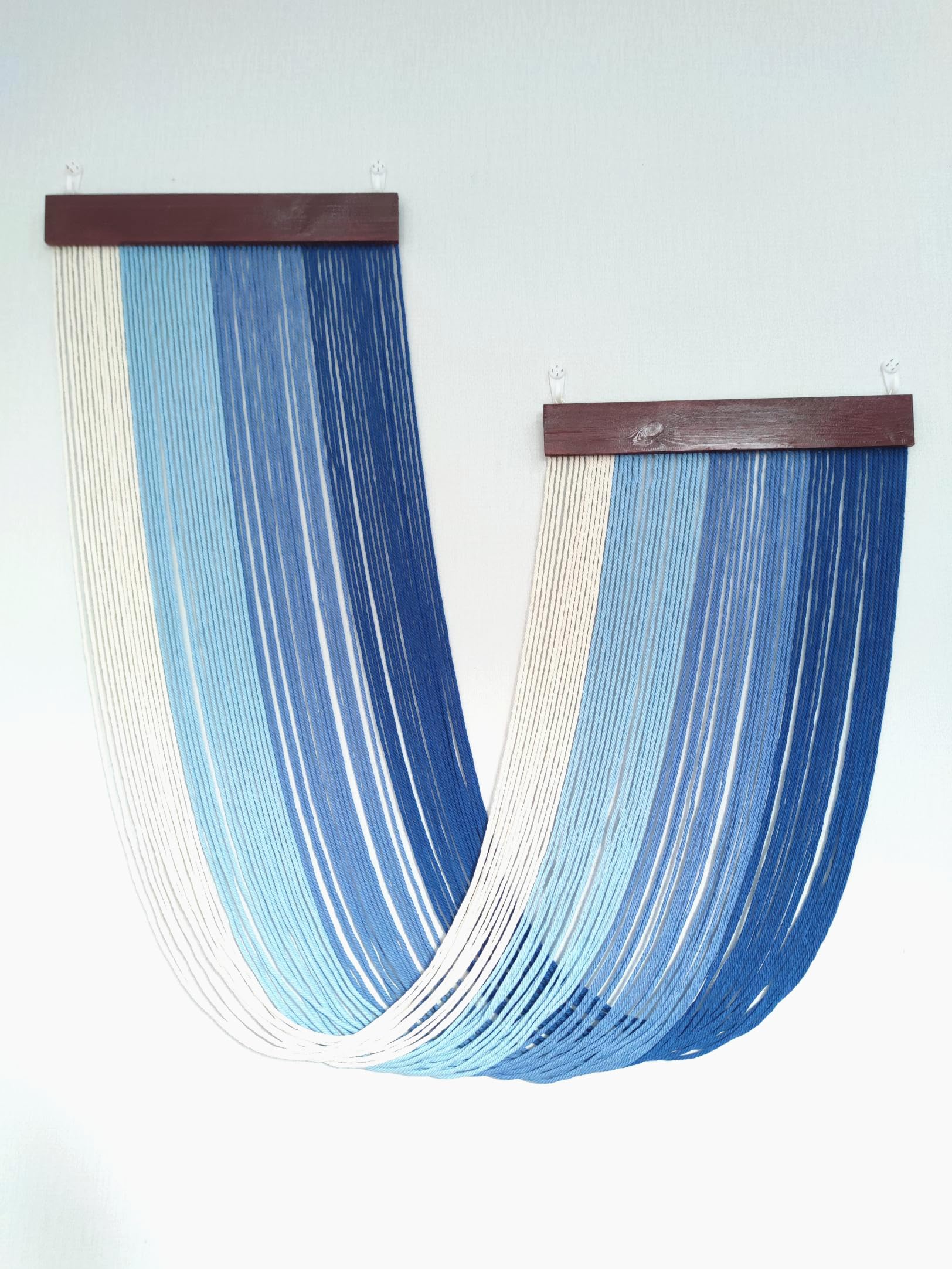 Tapiz de macramé para colgar en la pared, grande, 46 pulgadas de ancho x 36 pulgadas de largo, decoración de pared estilo bohemio, cabecero de pared, dormitorio, sala de estar, apartamento, azul 2
