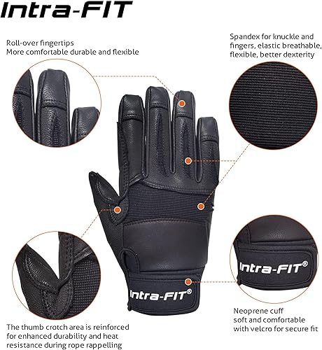 Vista 25 de Guantes de escalada, guantes de cuerda, perfectos para rappel, rescate, roca, árbol, pared, escalada de montaña, aventura, deportes al aire libre