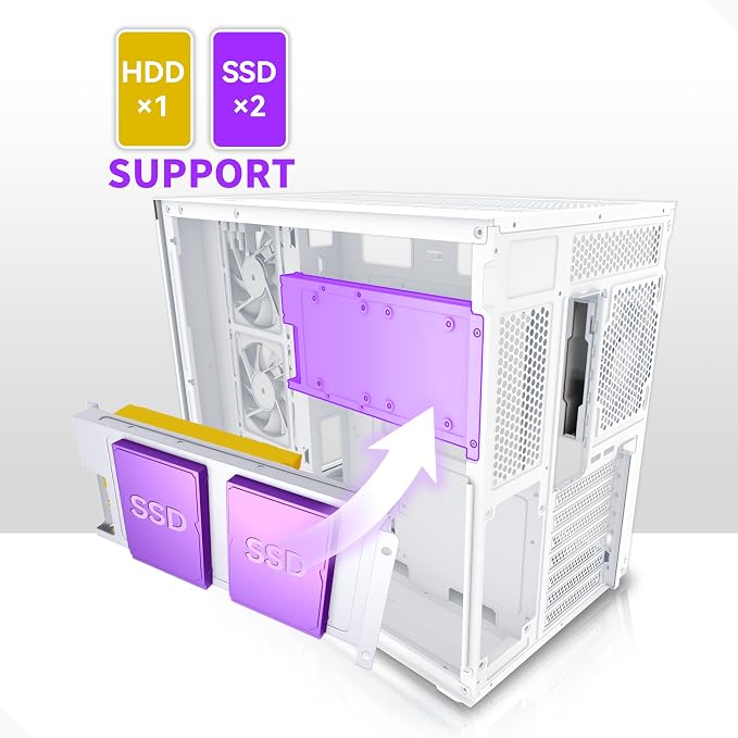 Gabinete MUSETEX Y6 ATX Mid Tower Blanco con 7 Ventiladores ARGB miniatura 10