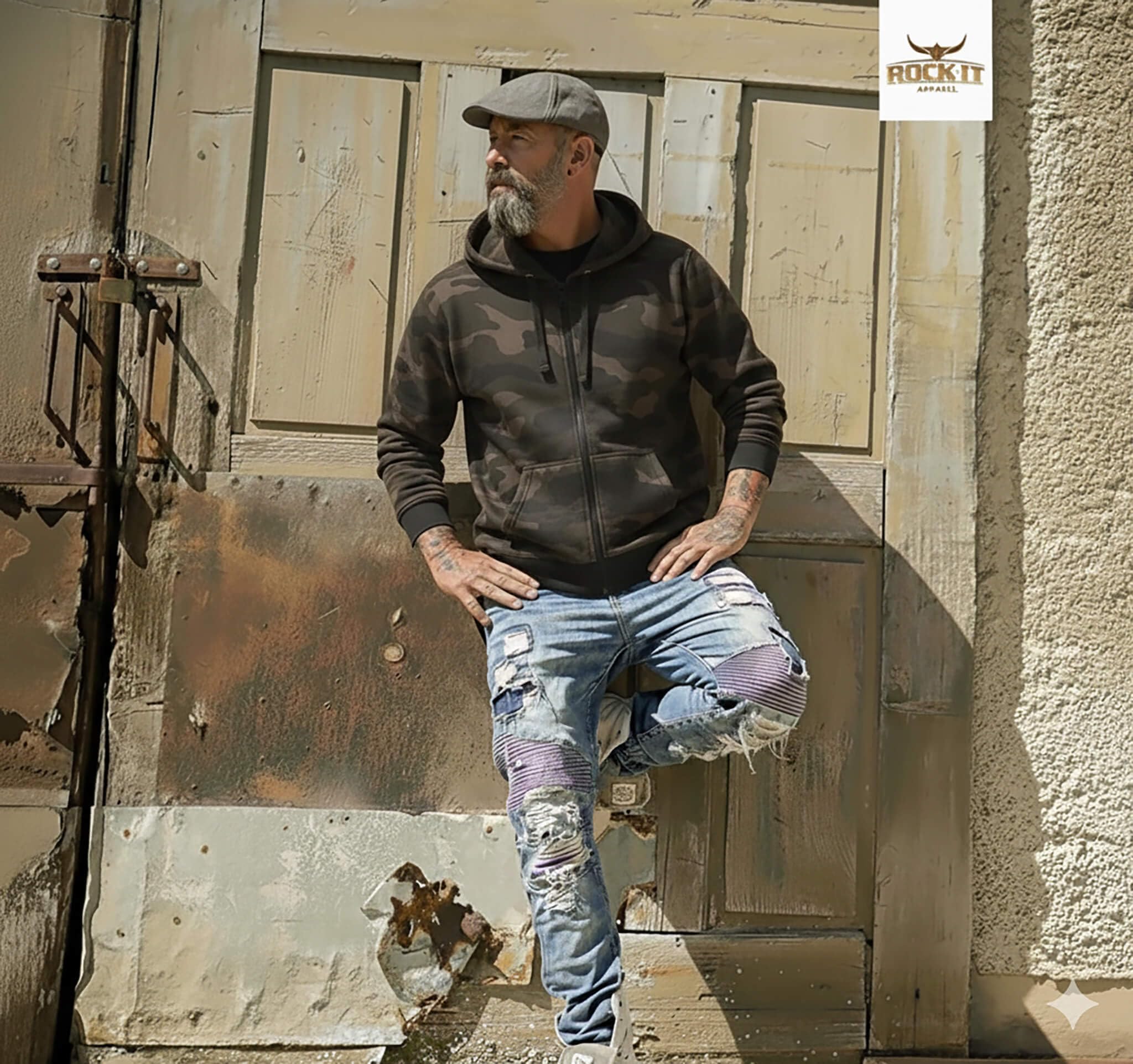 ROCK-IT Apparel bluza z kapturem dla mężczyzn w kamuflażu – bardzo miękka tkanina najwyższej jakości [rozmiary S-5XL] z zamkiem błyskawicznym i kieszenią typu kangurka Ciemny Camo 4XL