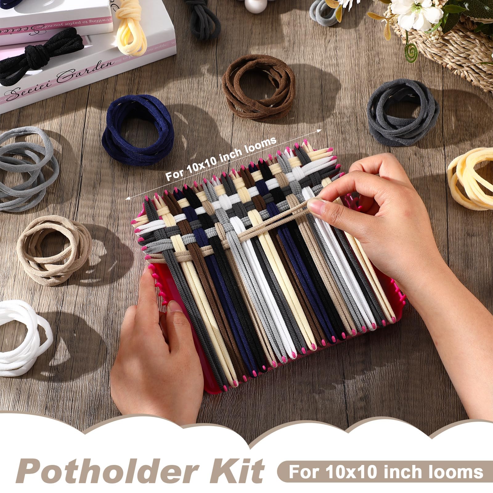 Kit De Tricot Débutant Enfant – 1 Métier à Tisser + Boucles Élastiques Colorées – DIY Porte-Pots Et Accessoires – Dès 6 Ans