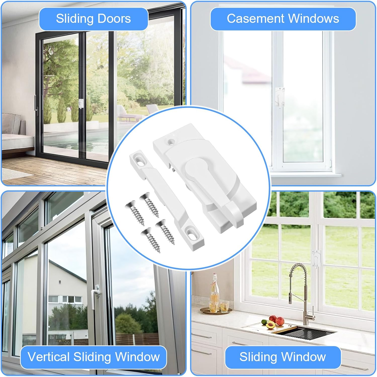 10Pack window Sash lock windows latch replacement window locks for up and down Sash Locks Replacement Security sliding windows lock for horizontal Cam Acti for Double Hung latch with Keeper