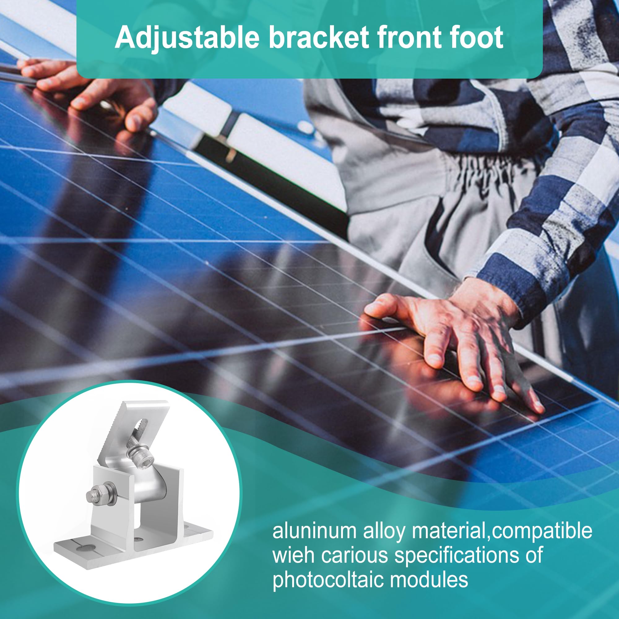 Staffe Pannelli Fotovoltaici Regolabili 0-60° per Camper Barca Tetto