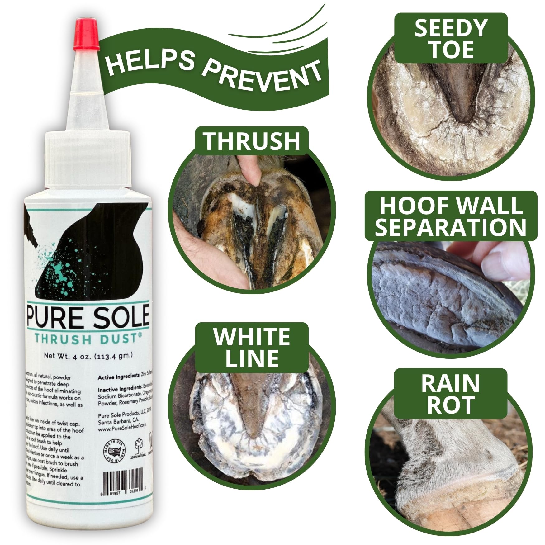 Thrush Treatment for Horses Thrush Dust 4 oz – Non-Caustic Horse Hoof Powder for Cracks, Frogs and White Line | Helps to Maintain Healthy Hooves | Helps with Rain Rot and Coat Issues - image 5