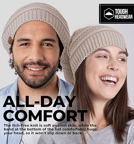 Miniatura 6 de Slouchy Cable tejido Gorro de lana por Tough HeadwearGorro de lana de gran tamaño Sombreros Gorros Graves Sombreros Para Hombres y Mujeresperfecto