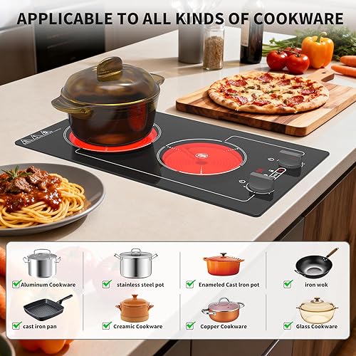 Miniatura 4 de Cocina eléctrica, estufa de 110 V 2100 W, 9 niveles de potencia, bloqueo y temporizador para niños, indicador de superficie caliente, protección