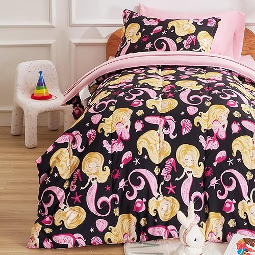 BIAB - Juego de ropa de cama tamaño Queen para niños, juego de edredón reversible de 7 piezas en una bolsa, juego de sábanas con edredón, sábanas,