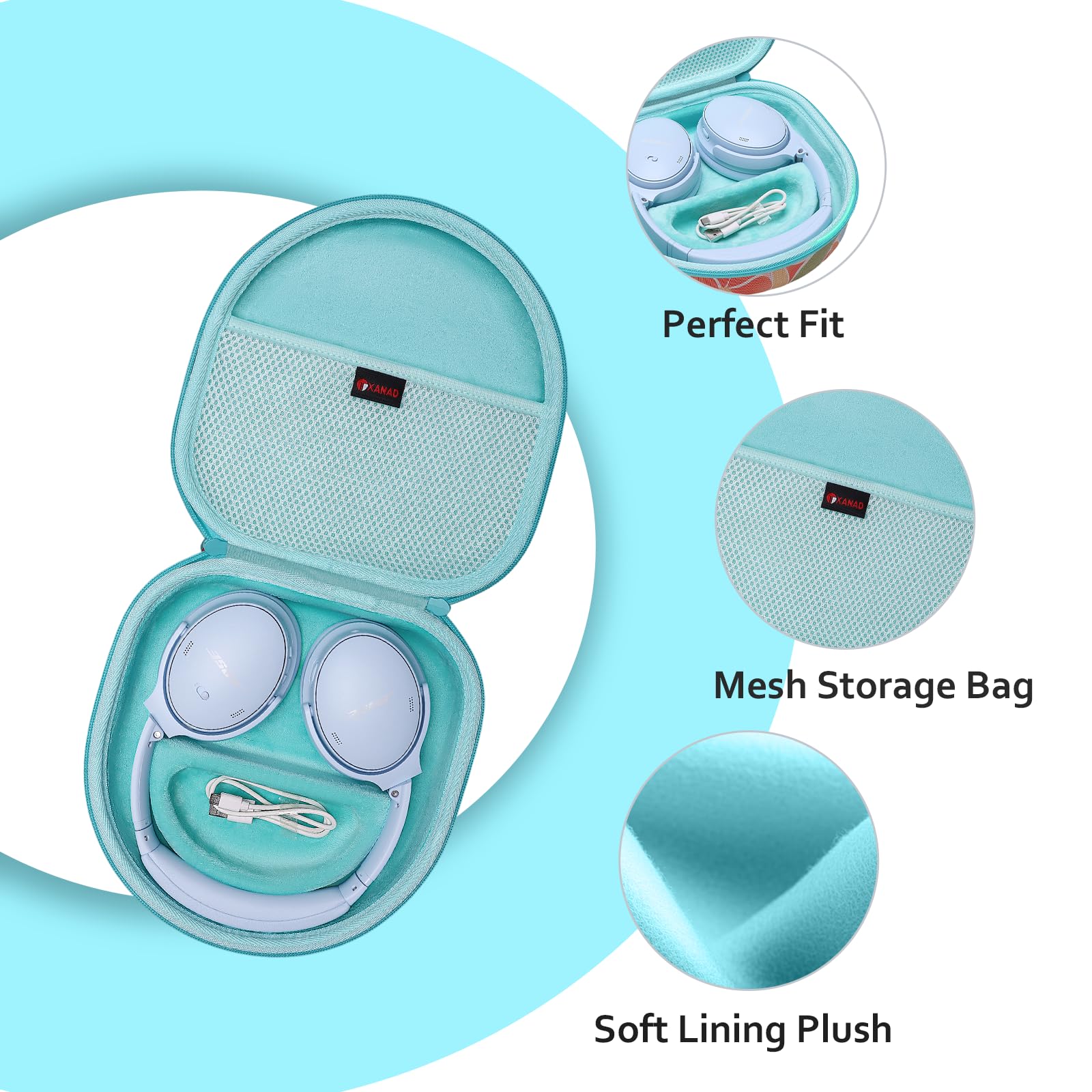 Custodia Rigida Da Viaggio Per Sony WH-CH720N – Borsa Protettiva Con Maniglia, In EVA E Peluche, Colore Blu