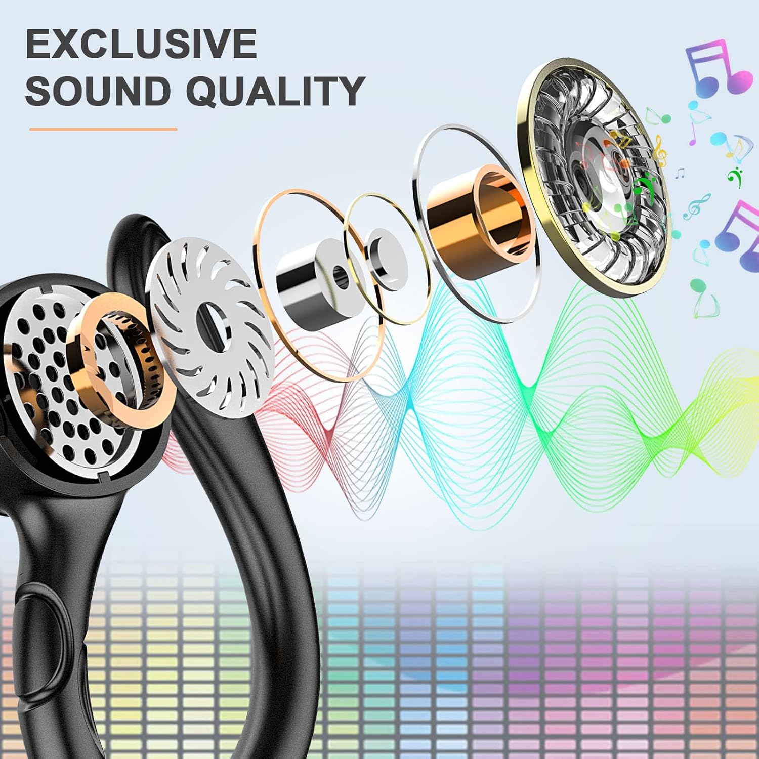 Wireless Earbud, Bluetooth 5.1 Sport Headphones in Ear with Detachable Earhooks, Wireless Headphones Bluetooth Earbud, Immersive Sound, 40H Playtime, Wireless Earphones for Running, IP7 Waterproof : Electronics