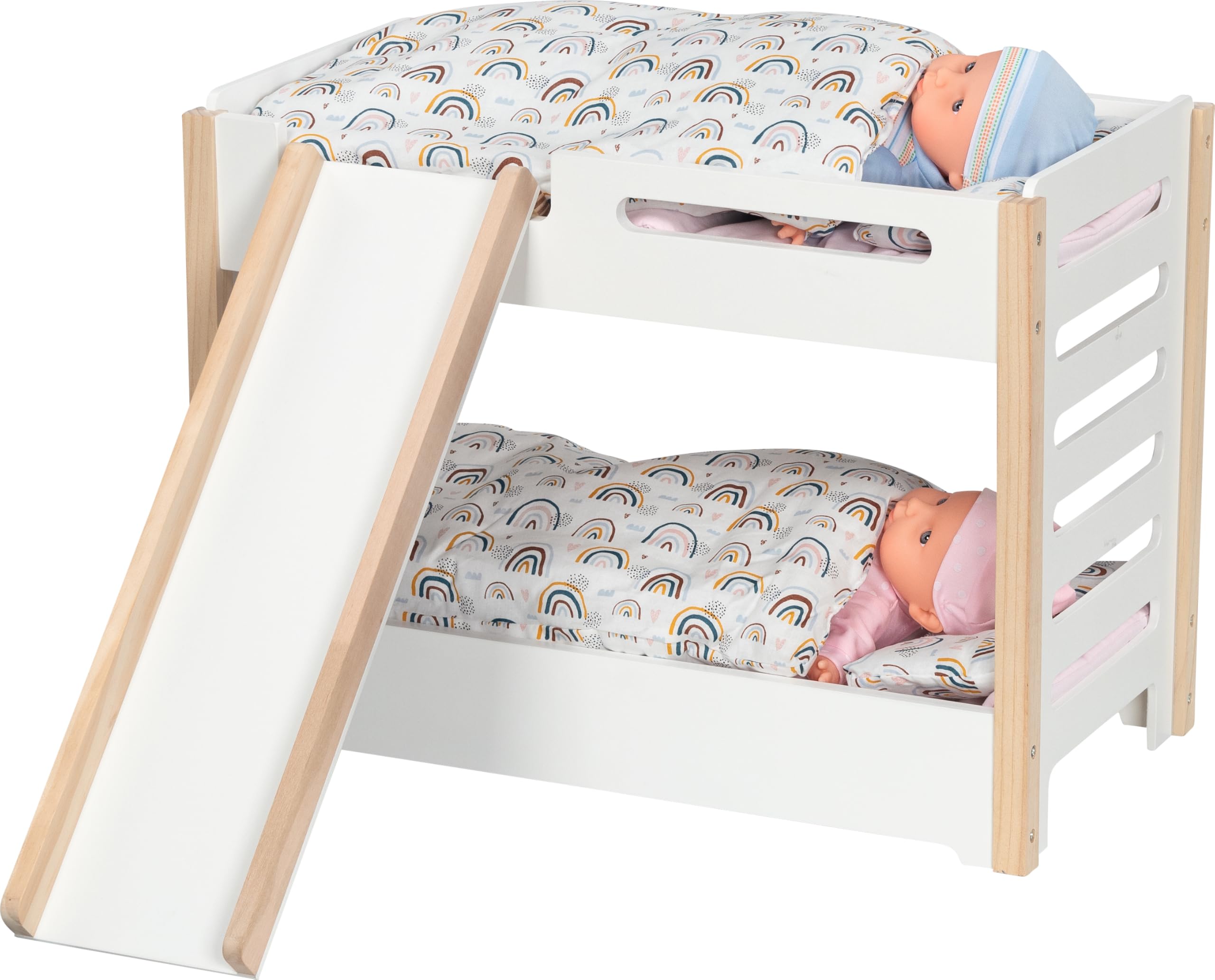 goki 51451 - Letto a Castello con Scivolo - Letto Stabile in Legno per Due Bambole