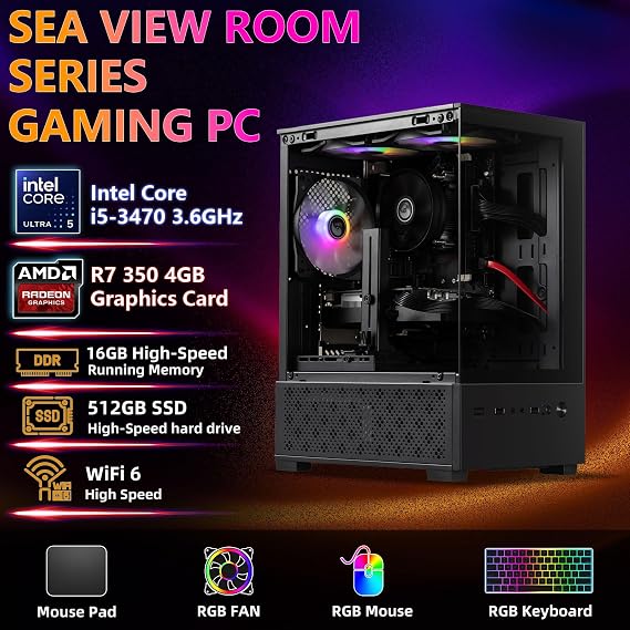 あらかじめ構築されたゲーミングPCデスクトップ、Intel Core i5 ビジネス オフィス タワーコンピューター PC
